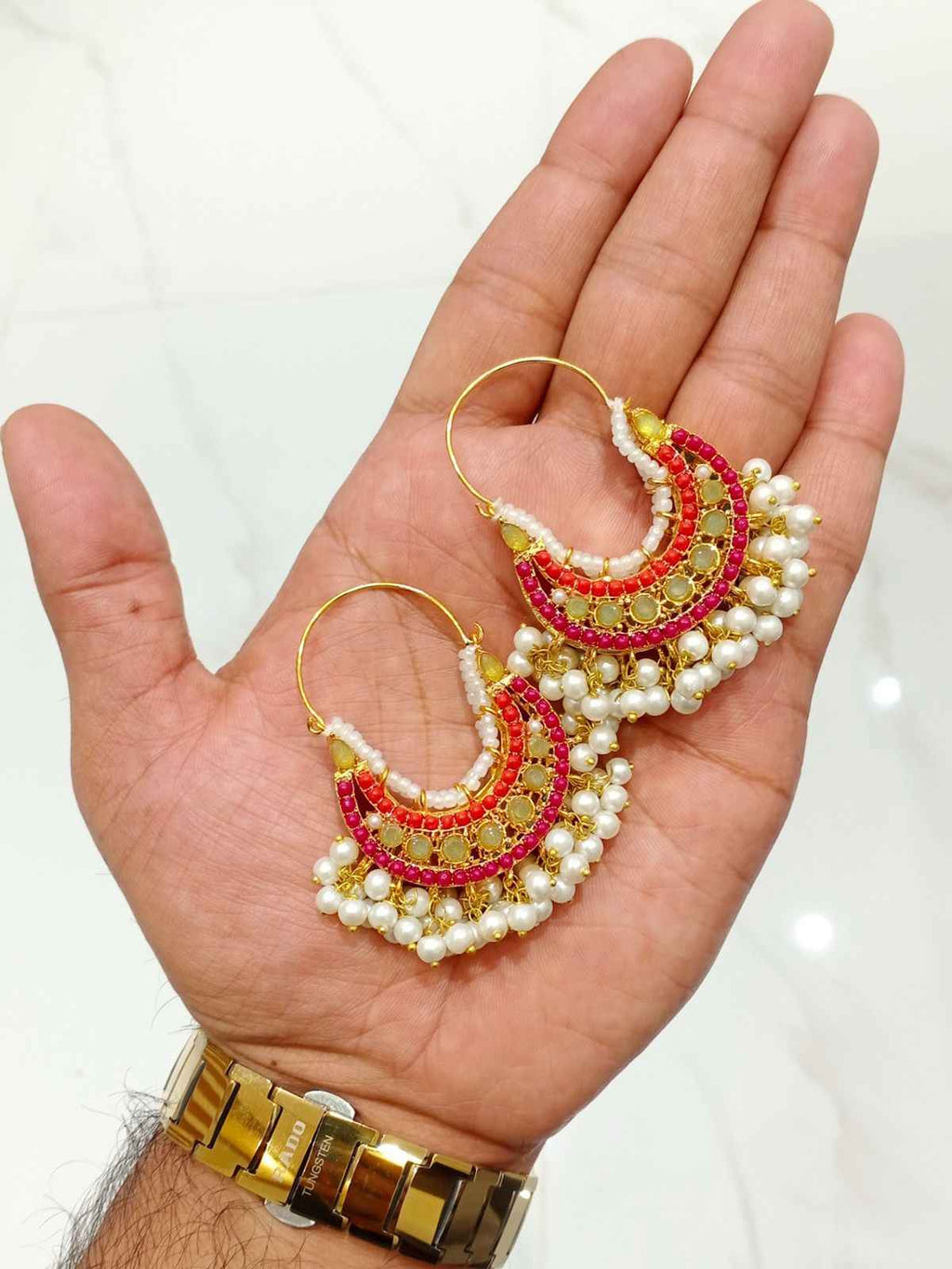 Majestic Gemstone Dangle Hoops for Women
