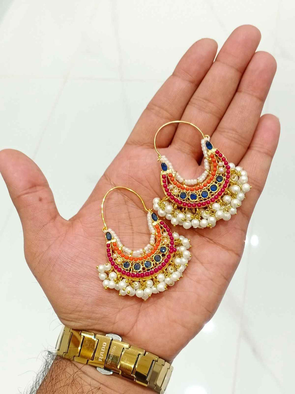 Majestic Gemstone Dangle Hoops for Women