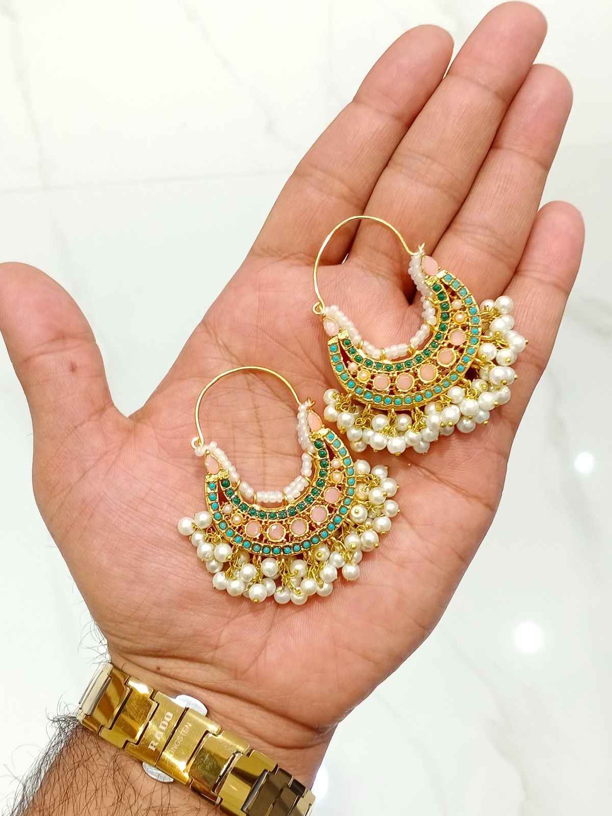 Majestic Gemstone Dangle Hoops for Women