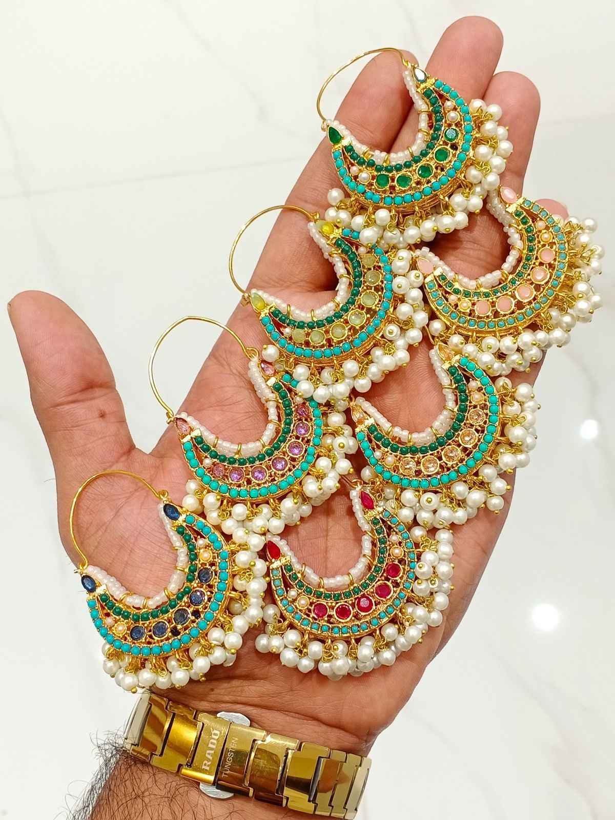 Majestic Gemstone Dangle Hoops for Women