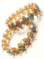 Majestic Blossom Pearl Kada Bangles for Women