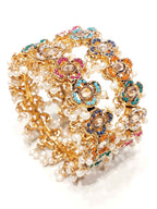 Majestic Blossom Pearl Kada Bangles for Women