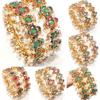 Majestic Blossom Pearl Kada Bangles for Women