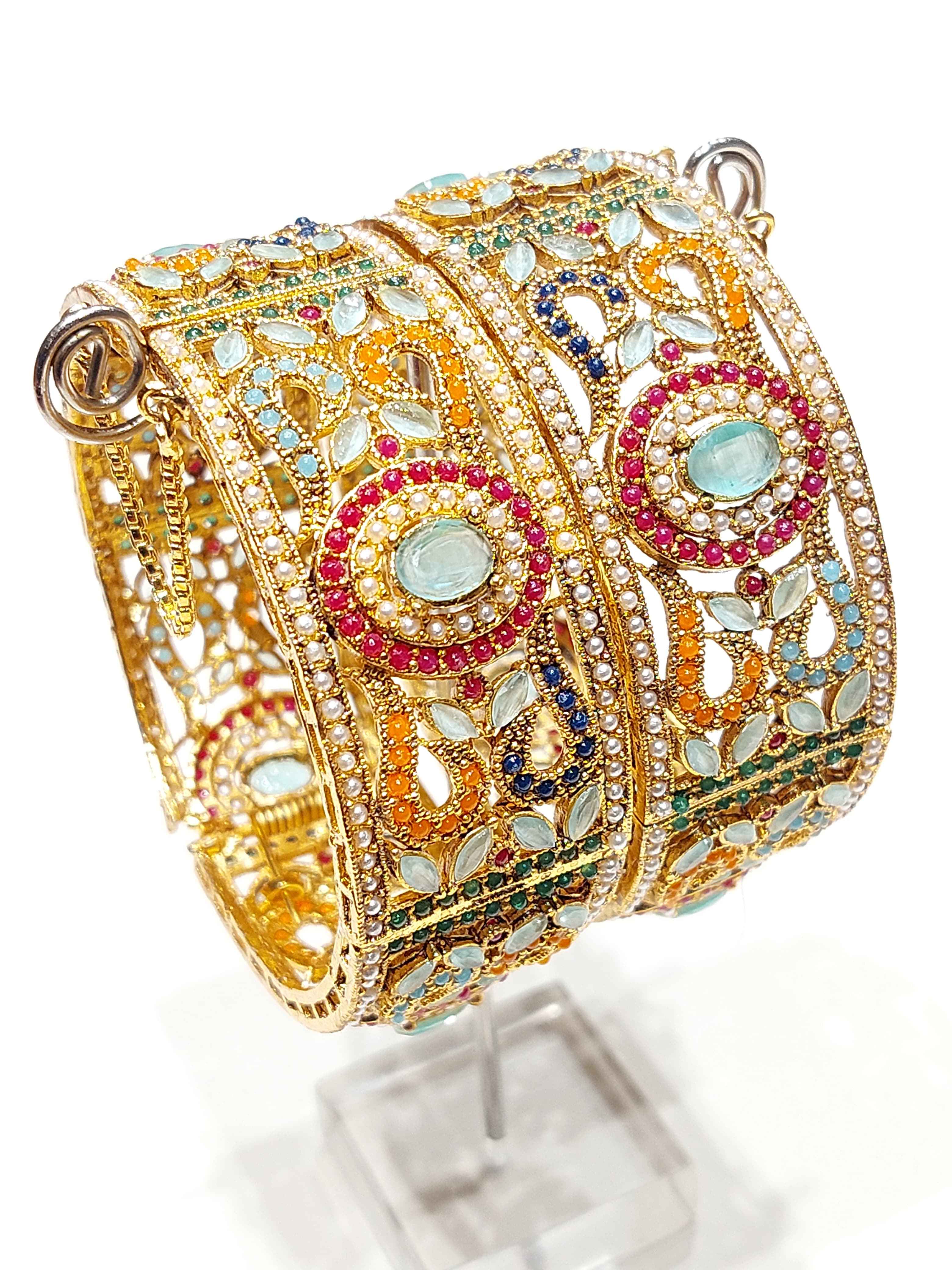 Premium Stone-Crafted Bangles – Elegant Statement Wear