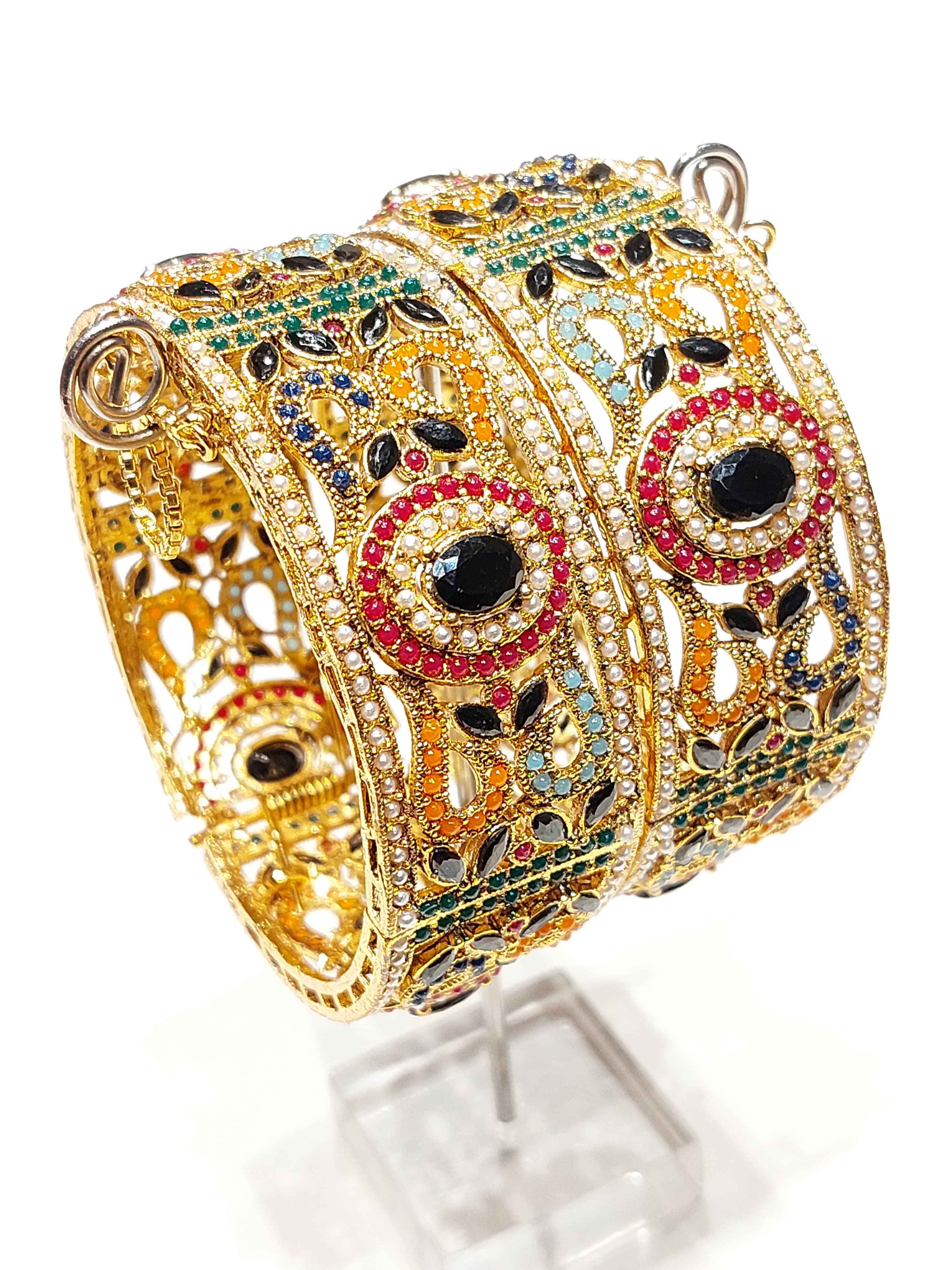 Premium Stone-Crafted Bangles – Elegant Statement Wear