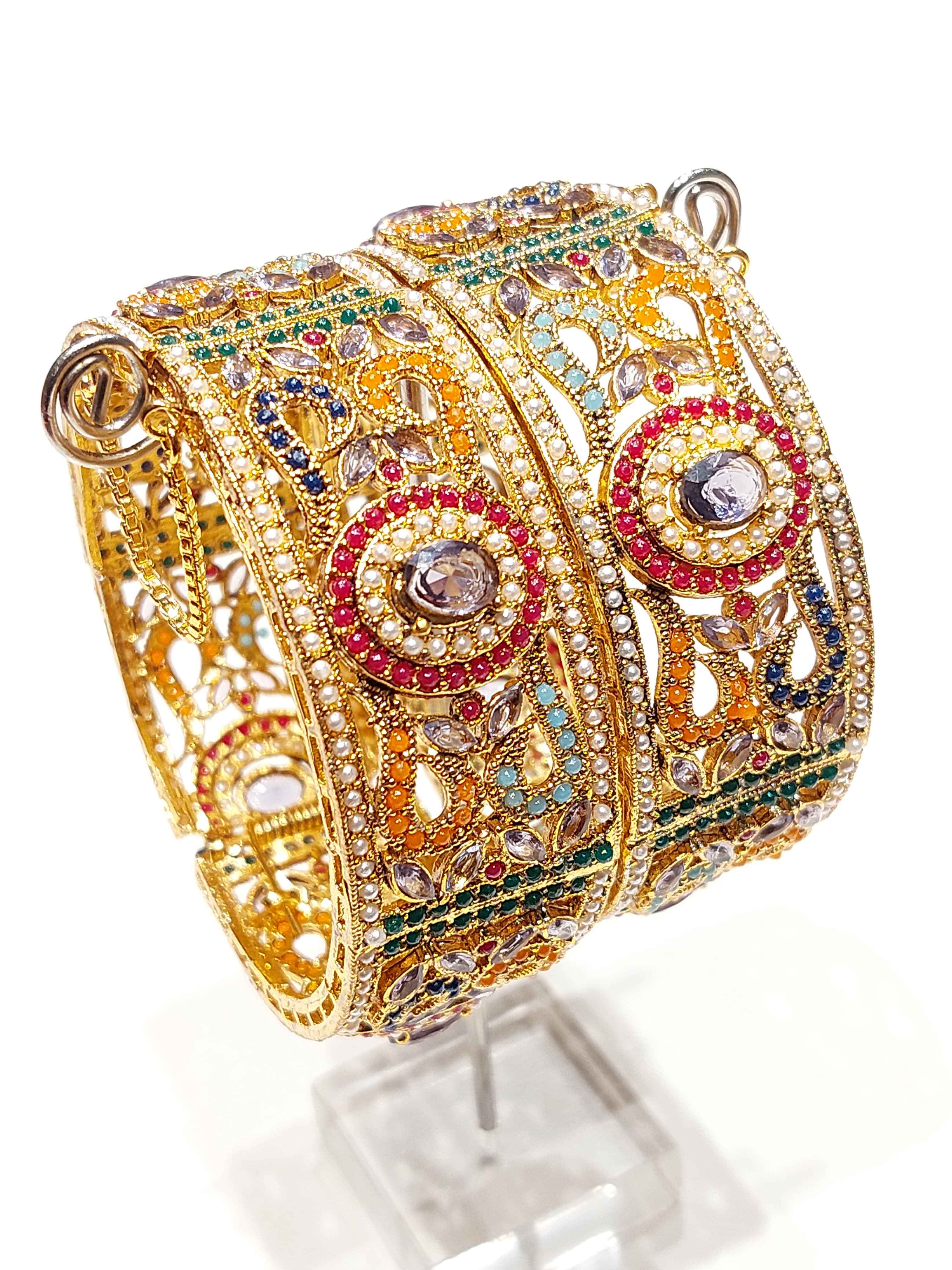 Premium Stone-Crafted Bangles – Elegant Statement Wear