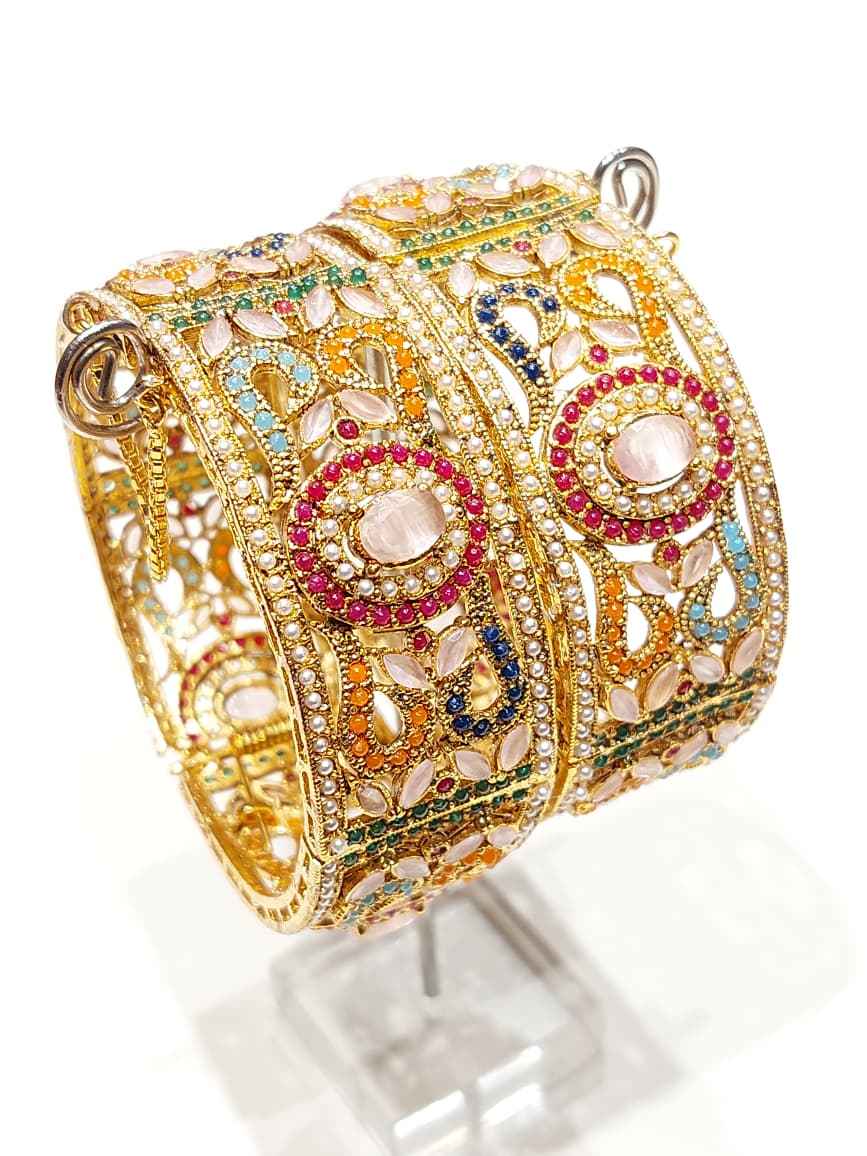 Premium Stone-Crafted Bangles – Elegant Statement Wear
