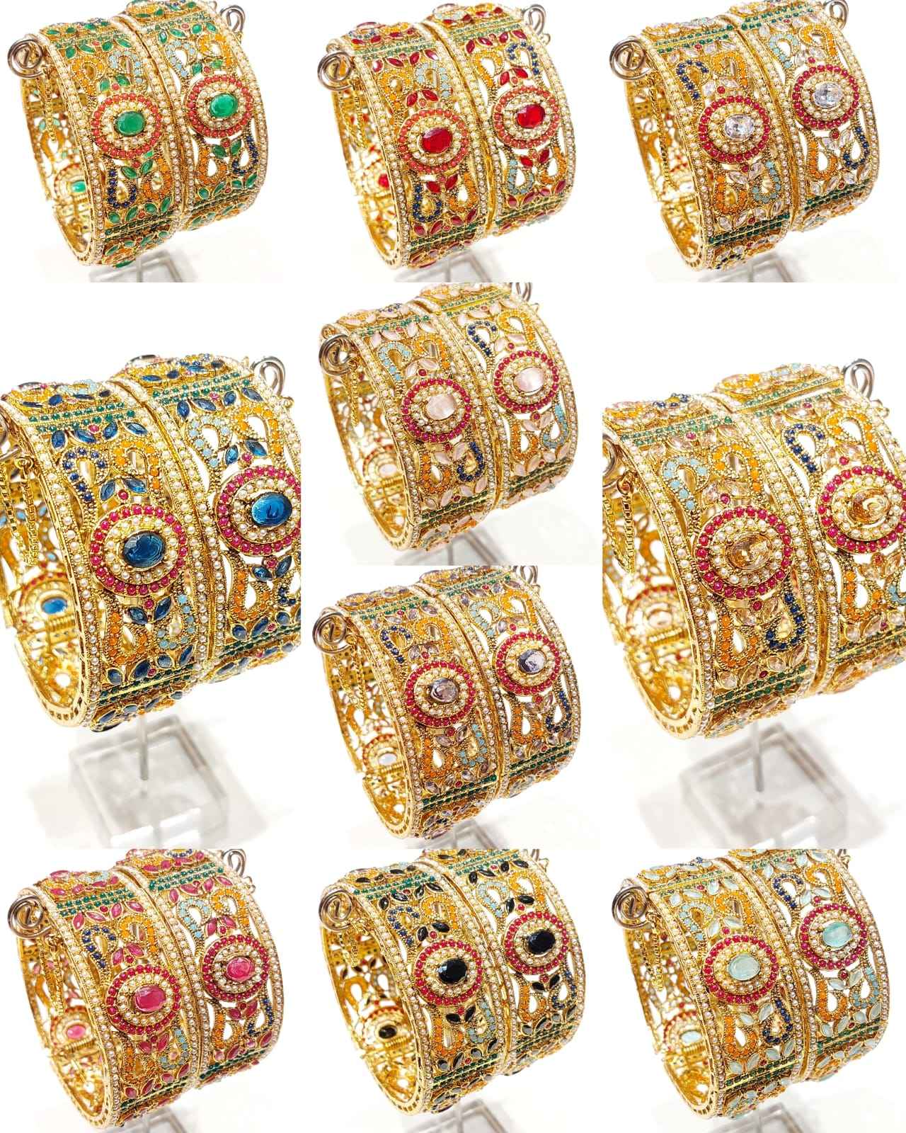 Premium Stone-Crafted Bangles – Elegant Statement Wear
